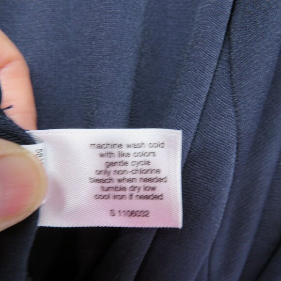 Lane Bryant Blouse Womens Size 22 Navy Blue Wrap Top Tie Waist Keyhole Back - Picture 9 of 10